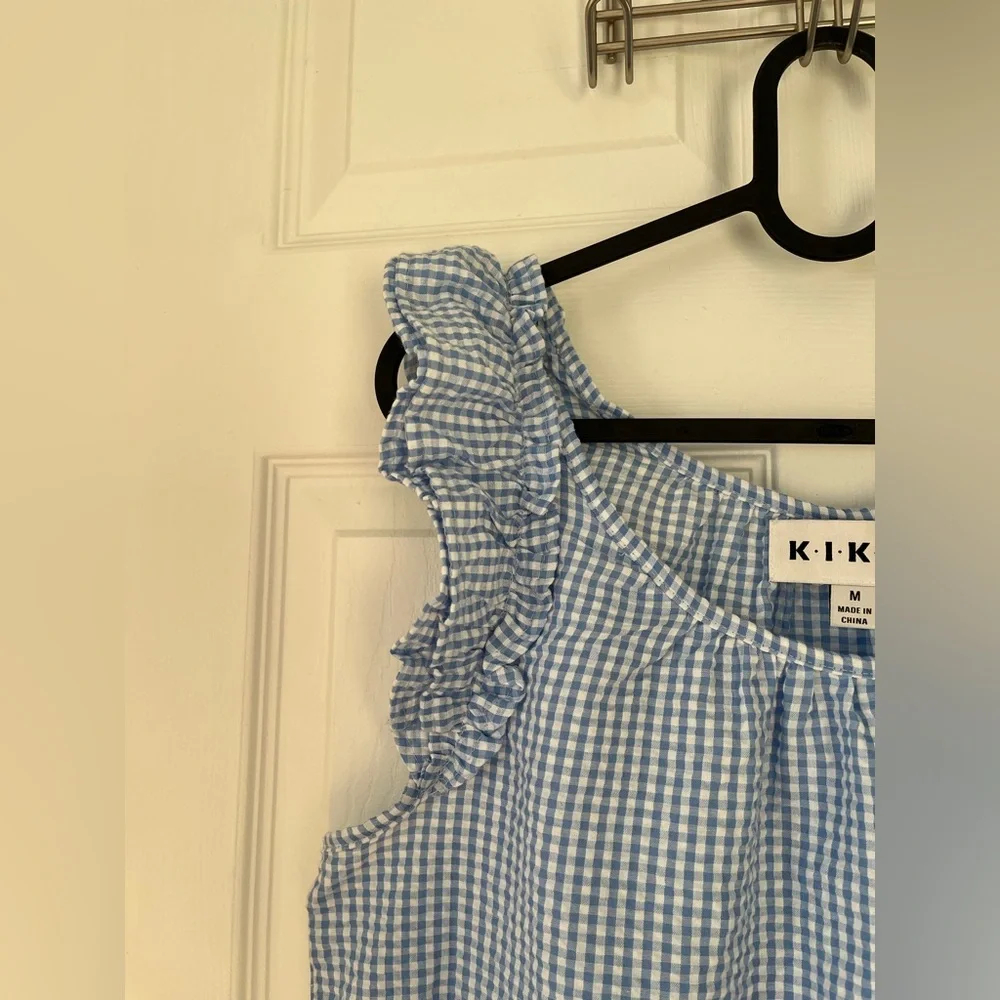 NWOT Women's KIKIT Gingham Tank Top in Blue & White size Medium - Picture 2 of 6